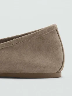 Mango Brown Suede Bow Ballet Flats^Women Flats
