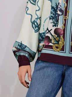 Next Keyhole Detail Relaxed Long Sleeve Blouse^Women Blouses & Shirts