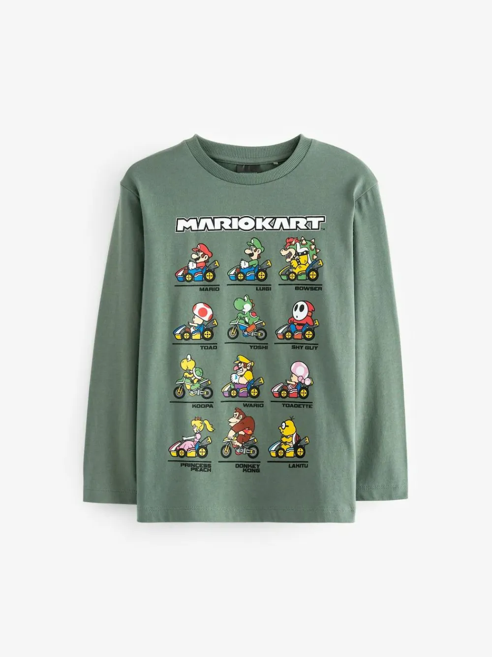 New Next Gaming Long Sleeve T-Shirt (3-16yrs) Mario Kart Green