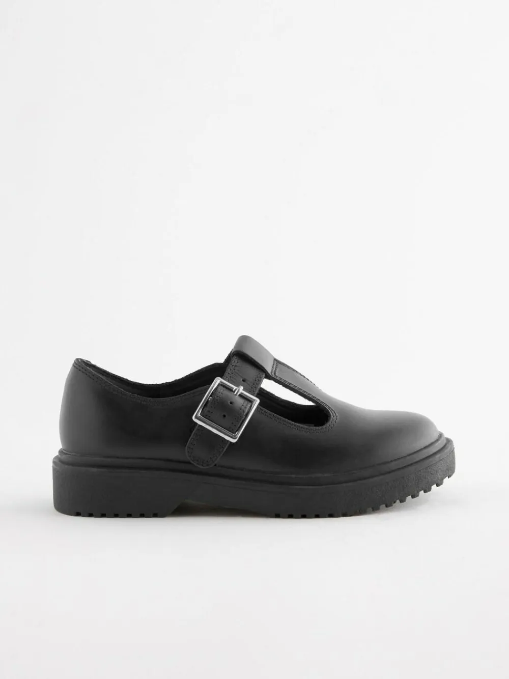 Next Matt Black Leather T-Bar Chunky School Shoes^ Shoes