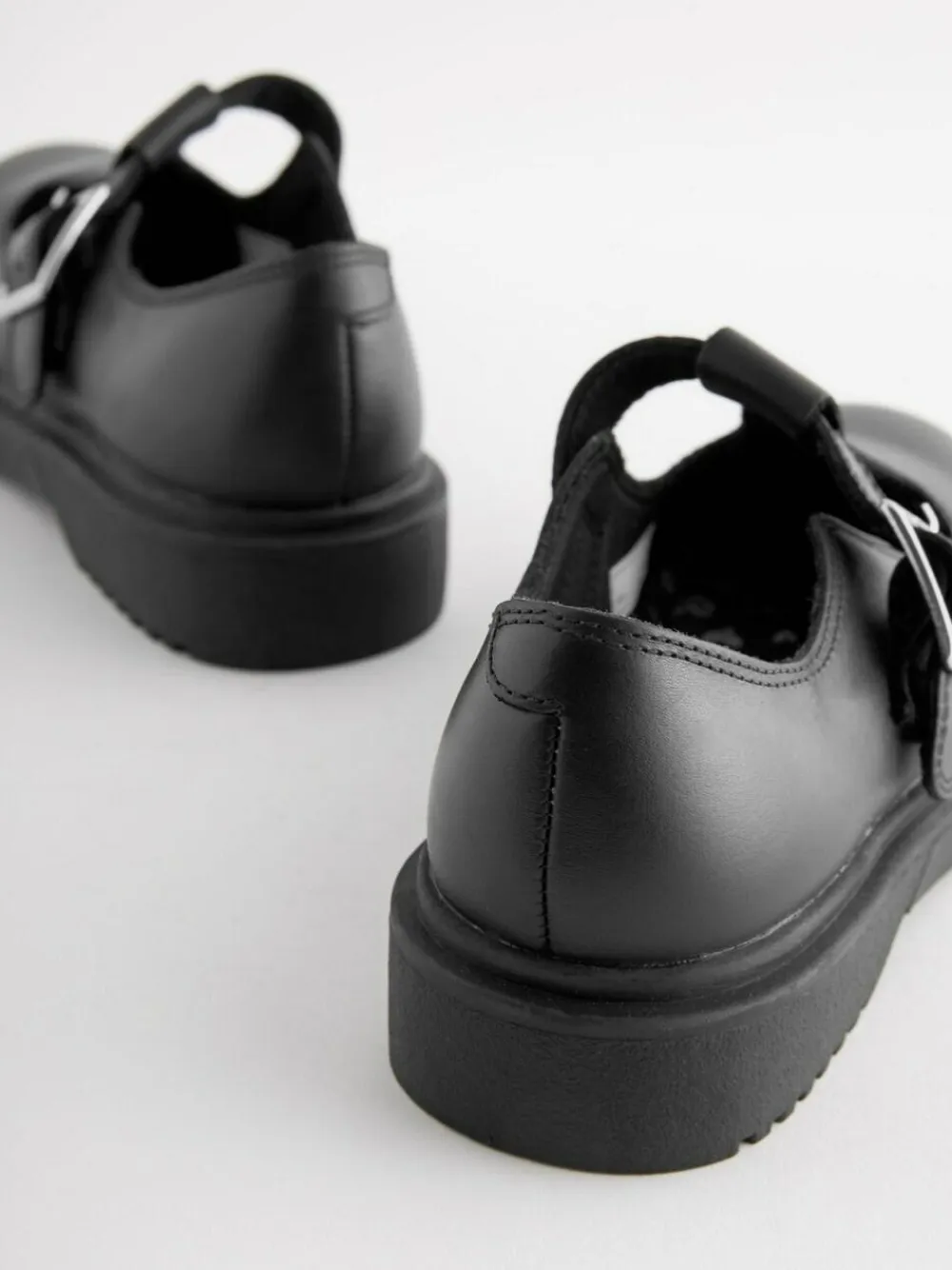 Next Matt Black Leather T-Bar Chunky School Shoes^ Shoes