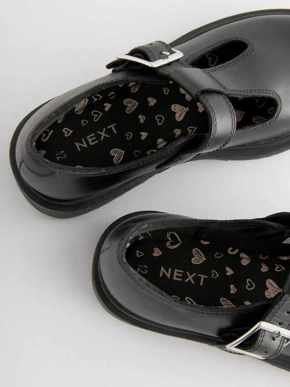 Next Matt Black Leather T-Bar Chunky School Shoes^ Shoes