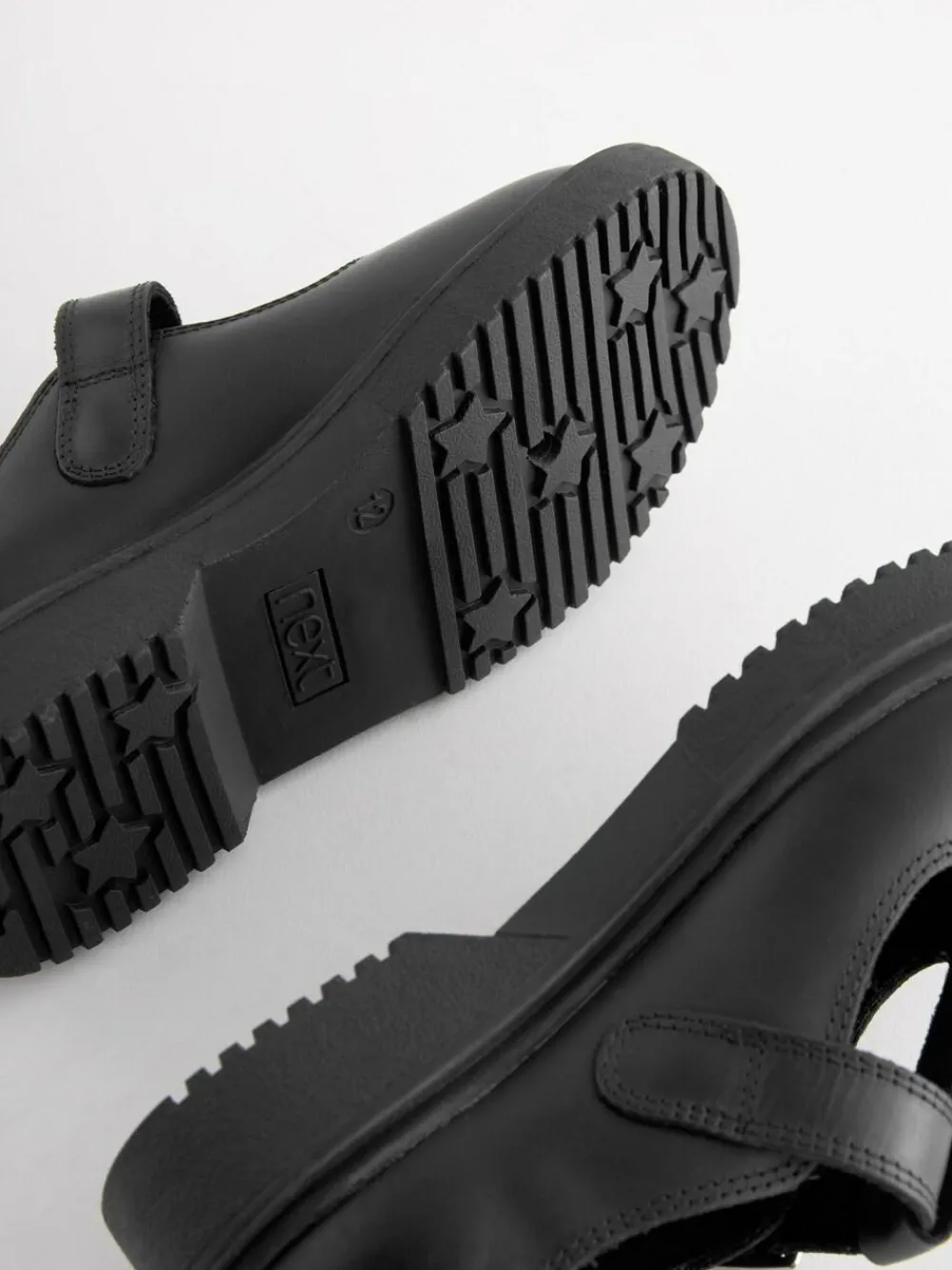 Next Matt Black Leather T-Bar Chunky School Shoes^ Shoes