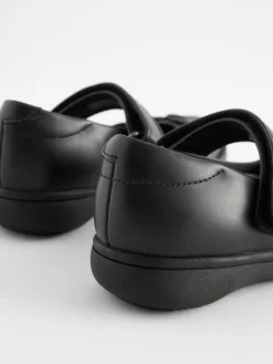 Next Standard Fit (F) School Junior Butterfly Mary Jane Shoes Matt Black