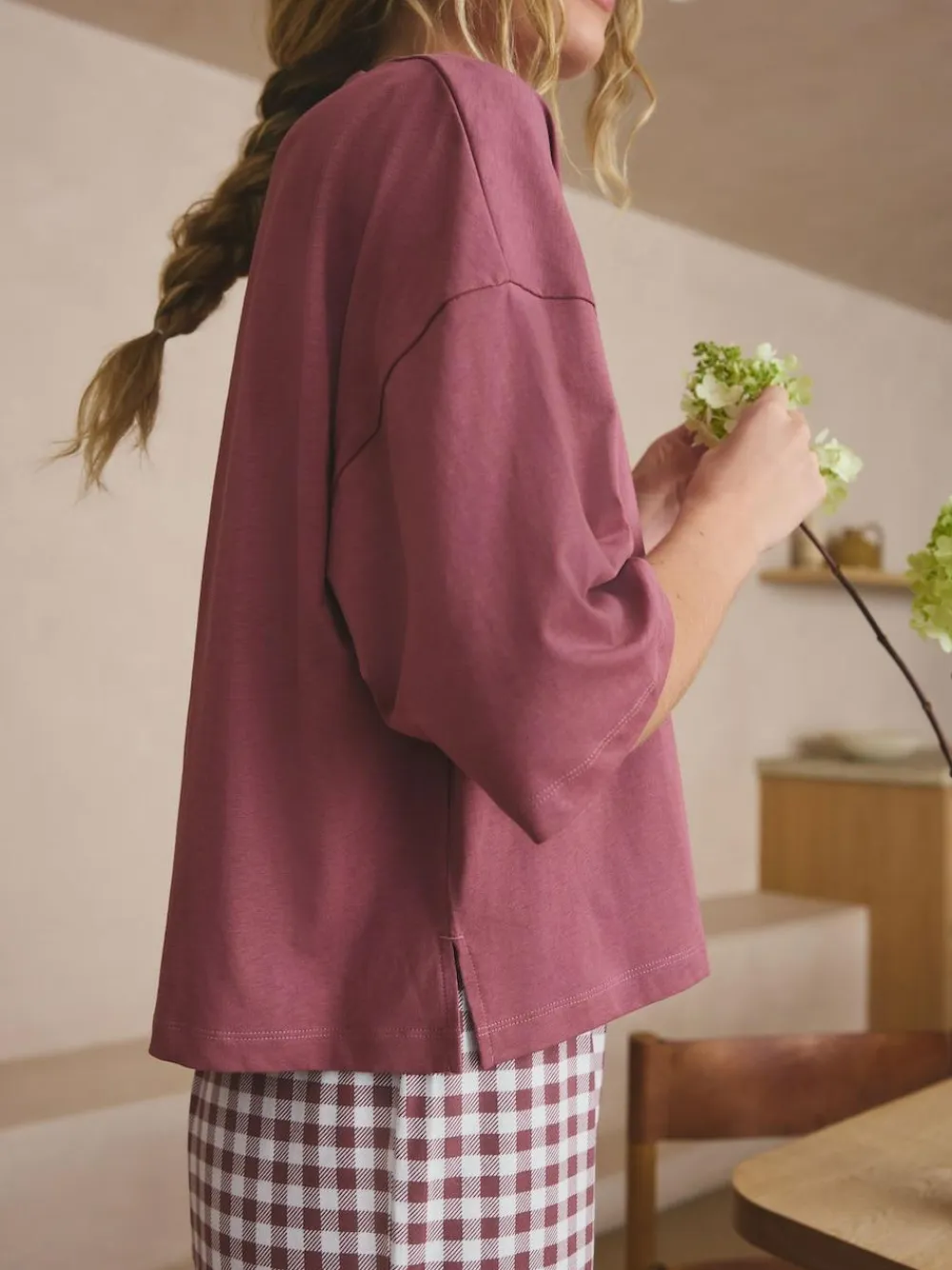 Outlet Next Mauve Purple Gingham Cotton Short Sleeve Pyjamas