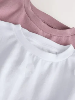 Online Next Mauve/White Boxy Bows T-Shirts 2 Pack (3-16yrs)