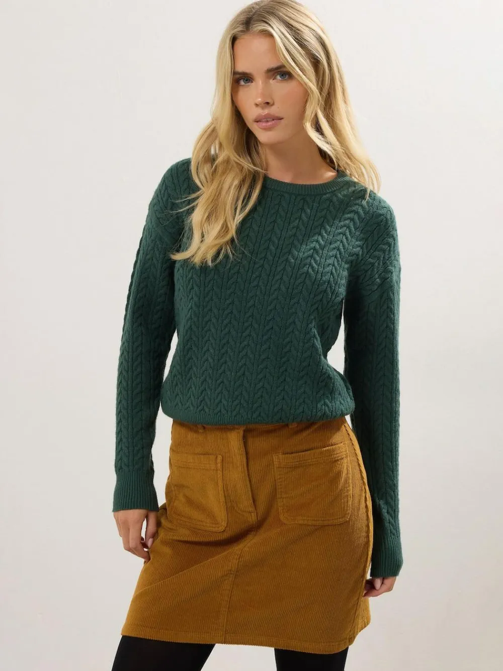 Outlet M&Co Brown Petite Cord A-Line Skirt