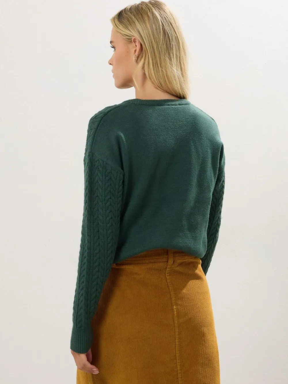 Outlet M&Co Brown Petite Cord A-Line Skirt