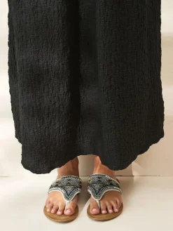 Online Next Metallic Standard/Wide Fit Chunky Beaded Toe Thong Sandals