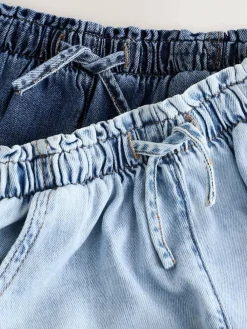 Next Mid Blue 100% Cotton Denim Shorts 2 Pack (3-16yrs)^ Nightwear|Shorts & Skirts