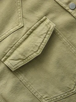 New Next Mid Blue and Khaki Green Oversized Denim Shirts 2 Pack