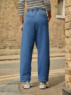 Clearance Next Barrel Leg Denim Jersey Trousers Mid Blue
