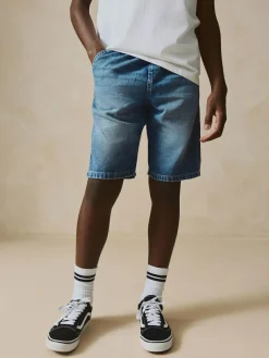Online Next Bermuda Pull On Denim Shorts (3-16yrs) Mid Blue