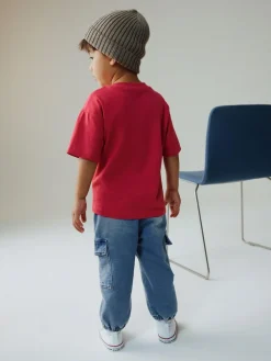 New Next Comfort Stretch Wide Cargo Jeans (3mths-7yrs) Mid Blue