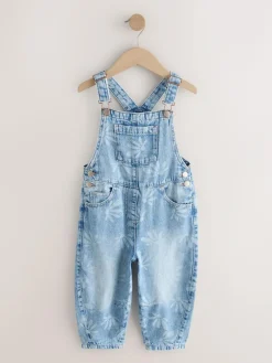 Online Next Mid Blue Daisy Printed Dungaree (3-16yrs)
