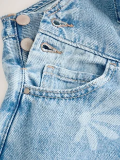 Online Next Mid Blue Daisy Printed Dungaree (3-16yrs)