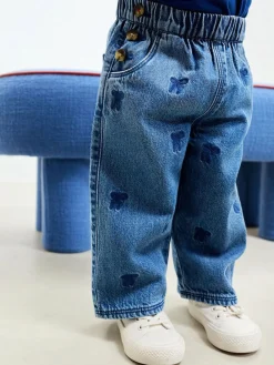 Next Mid Blue Denim Bow Embroidered Jeans (3mths-7yrs)^ Jeans & Joggers|Occasionwear