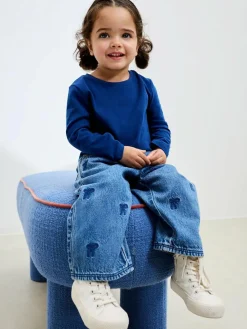 Next Mid Blue Denim Bow Embroidered Jeans (3mths-7yrs)^ Jeans & Joggers|Occasionwear