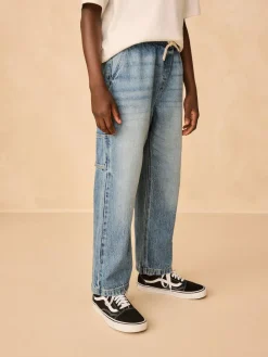Next Mid Blue Denim Denim Pull On Carpenter Jeans (3-16yrs)^BOY Jeans & Joggers|Jeans
