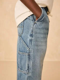 Next Mid Blue Denim Denim Pull On Carpenter Jeans (3-16yrs)^BOY Jeans & Joggers|Jeans