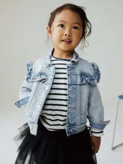 Discount Next Mid Blue Denim Frill Jacket (3mths-7yrs)