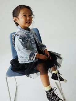 Discount Next Mid Blue Denim Frill Jacket (3mths-7yrs)