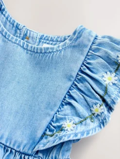 Hot Next Mid Blue Denim Frill Sleeve Dress (3mths-8yrs)