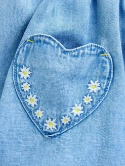 Hot Next Mid Blue Denim Frill Sleeve Dress (3mths-8yrs)