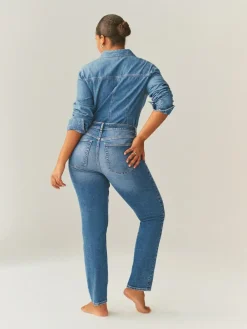 Next Mid Blue Denim Hourglass Mid Rise Stretch Slim Jeans^Women Jeans|Jeans