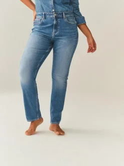 Next Mid Blue Denim Hourglass Mid Rise Stretch Slim Jeans^Women Jeans|Jeans