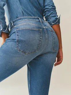 Next Mid Blue Denim Hourglass Mid Rise Stretch Slim Jeans^Women Jeans|Jeans