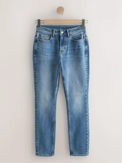 Next Mid Blue Denim Hourglass Mid Rise Stretch Slim Jeans^Women Jeans|Jeans