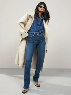 Online Next Lift, Slim And Shape Bootcut Jeans Mid Blue Denim