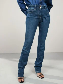 Online Next Lift, Slim And Shape Bootcut Jeans Mid Blue Denim
