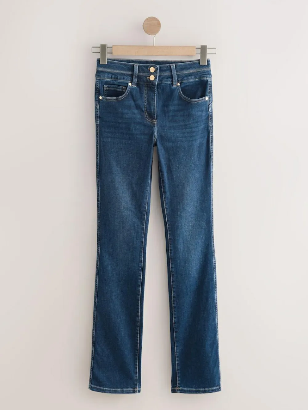 Online Next Lift, Slim And Shape Bootcut Jeans Mid Blue Denim