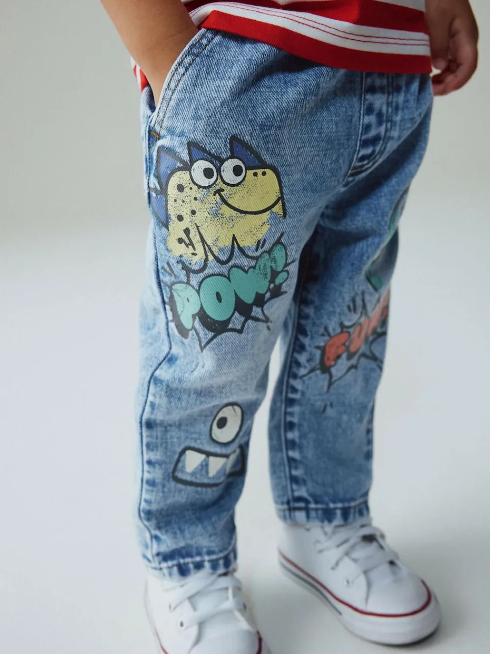 Next Mid Blue Denim Monster Graffiti Jeans (3mths-7yrs)^BOY Newborn Clothing|Baby Boys