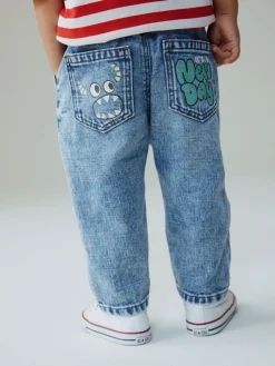 Next Mid Blue Denim Monster Graffiti Jeans (3mths-7yrs)^BOY Newborn Clothing|Baby Boys