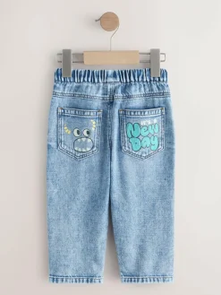 Next Mid Blue Denim Monster Graffiti Jeans (3mths-7yrs)^BOY Newborn Clothing|Baby Boys