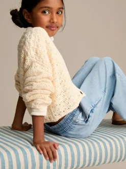 Next Mid Blue Denim Pull On Wide Leg Jeans (3-16yrs)^ Jeans