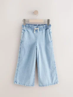 Next Mid Blue Denim Pull On Wide Leg Jeans (3-16yrs)^ Jeans