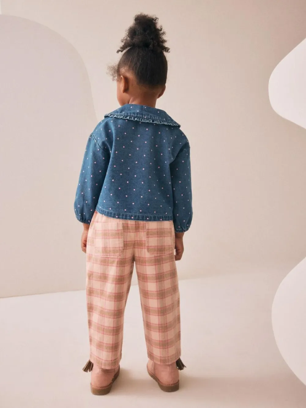 Next Mid Blue Denim Shirt and Check Trousers Set (3mths-7yrs)^ Sets & Co-Ords|Sets & Co-Ords