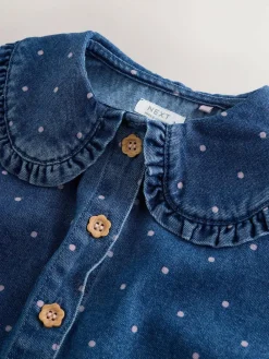 Next Mid Blue Denim Shirt and Check Trousers Set (3mths-7yrs)^ Sets & Co-Ords|Sets & Co-Ords