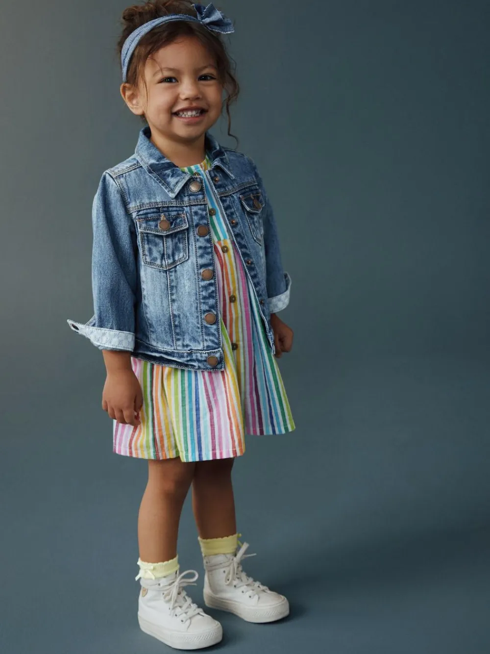 Hot Next Mid Blue Denim Western 100% Cotton Jacket (3mths-7yrs)