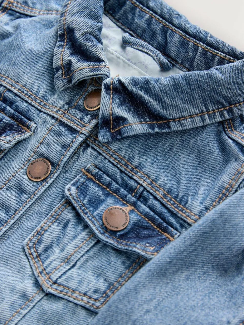 Hot Next Mid Blue Denim Western 100% Cotton Jacket (3mths-7yrs)