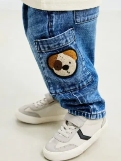 Next Cargo Jeans (3mths-7yrs) Mid Blue Dog