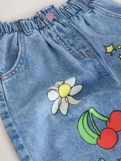 Next Mid Blue Doodle printed Jeans (3mths-7yrs)^ Jeans & Joggers|Jeans