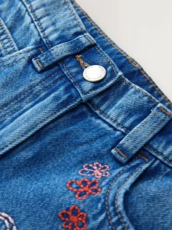 Next Mid Blue Embroidered Barrel Jeans (3-16yrs)