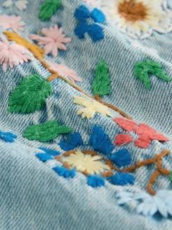 Next Mid Blue Floral Embroidered Denim Playsuit and T-Shirt (3mths-7yrs)^ Sets & Co-Ords|Sets & Co-Ords