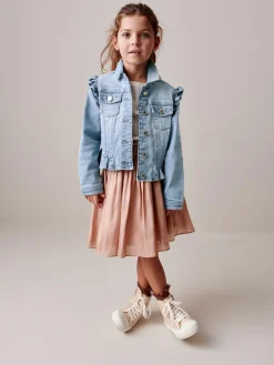 Discount Next Frill Shoulder Denim Jacket (3-16yrs) Mid Blue