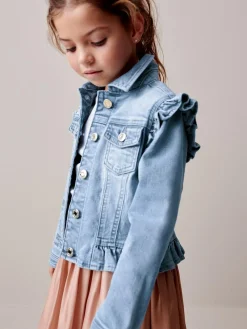 Discount Next Frill Shoulder Denim Jacket (3-16yrs) Mid Blue